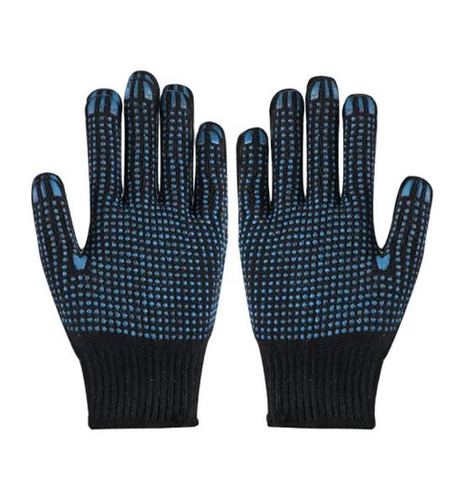 Cotton Knitted Glove - Gauge 7, 50 Grams Per Pair | Blue Dotted Pattern, Full Finger Style, Good Mechanical Resistance for General Maintenance Activities