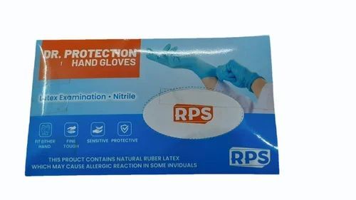 Examination Hand Gloves - 6.5 Inch Mid Forearm Length, Blue Latex Material, Good Quality for Hospital Use