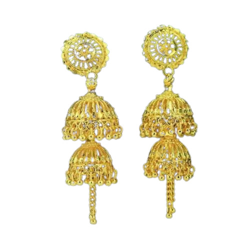 Fancy Imitation Jhumka Earring - Premium Quality Golden Round Jhumki for Women | Customizable Size Ideal for Weddings