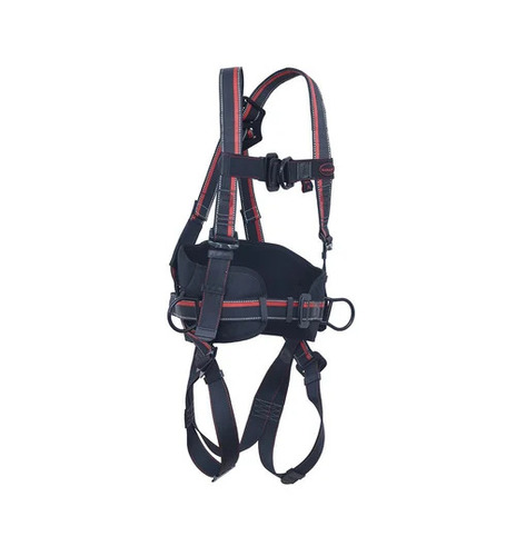 Full Body Safety Harness - Made of High Electrical Resistance Polyester, Size M-L, Black | 4 Adjustable Points, Screw Hook, Reusable for Fall Arrest and Work Positioning