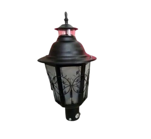 Gate Light - 10 W LED, Black Metal & Glass Round Decorative Design