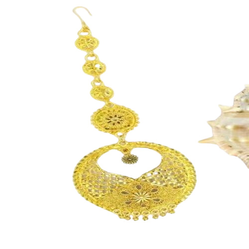 Gold Plated Maang Tikka - Good Condition, Optimum Quality, Golden Color, Design 123 | Perfect for Weddings, Anniversaries, Engagements, Parties