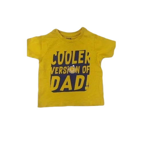 Kids Cotton Printed T-Shirt - Age 2-3 Years, Yellow Color | Modern Short Sleeves, Breathable & Washable, Anti-Wrinkle Feature