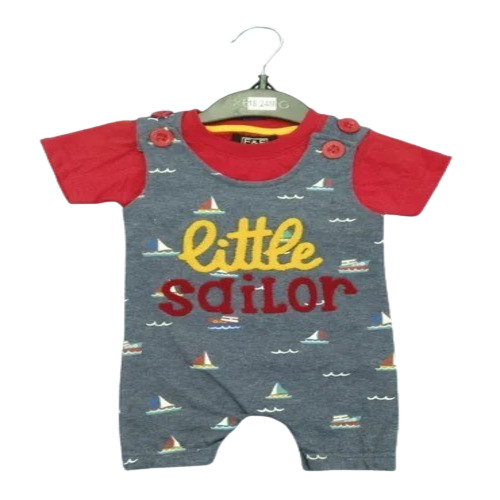 Kids Dungree - Multicolor Hosiery, 0-3 Years | Anti-Wrinkle, Breathable, No Fade, Washable, Short Sleeves, Modern Style