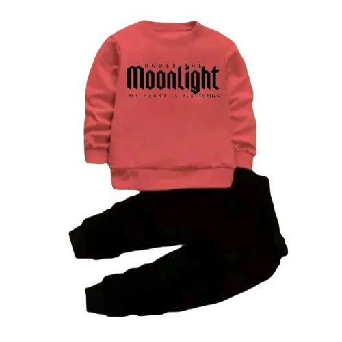 Kids Cotton Printed T Shirt And Track Pant Set - Red And Black, Full Sleeves, Anti-Wrinkle, Breathable, Washable, Modern Style