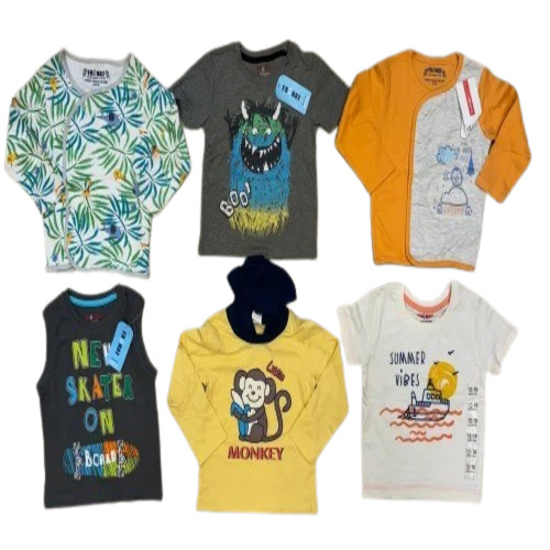 Kids T Shirt - Cotton Fabric, Age Group 3-4 Years, Multicolor Printed Design | Unisex Casual Wear, Breathable, Anti Wrinkle, Washable