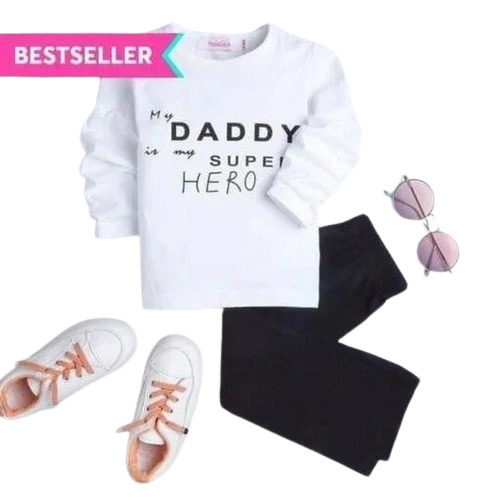 Kids Cotton Printed Casual Wear - T Shirt and Track Pant Set, Full Sleeves, Breathable, Anti-Wrinkle, Modern Style