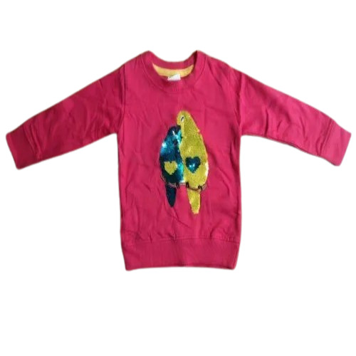 Kids T-Shirt - Cotton, Full Sleeves, Pink | Modern Printed Design, Breathable, Anti-Wrinkle, No Fade