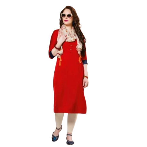 Ladies Red Kurti - Feature: Breathable