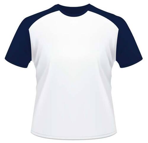 Men T Shirt - Canvas Fabric, Sizes S-XXL , White & Blue, Short Sleeve, O-Neck, Regular Fit, Fade & Wrinkle Resistant, Breathable & Skin-Friendly