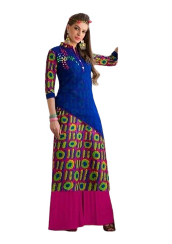 Multicolor Designer Kurti - Rayon Material, Regular Fit Sizes M, L, S, XL | Light Weight, 3-4th Sleeves, Breathable, Modern Printed Style