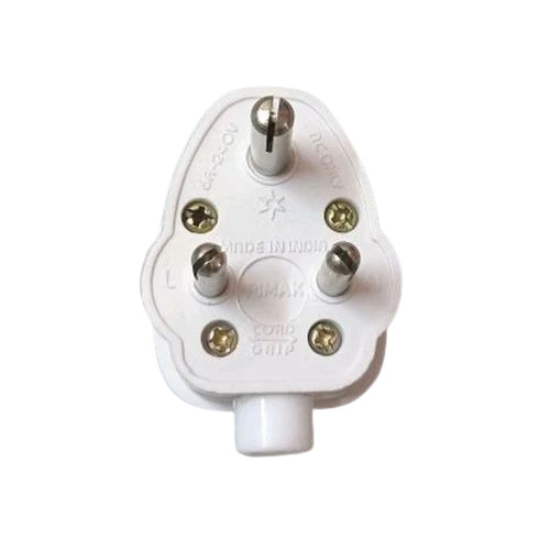 Plug Top - Polycarbonate, 3 Pins, 15A Current, 240V Voltage, White Color | For Electrical Fitting, 50Hz Frequency