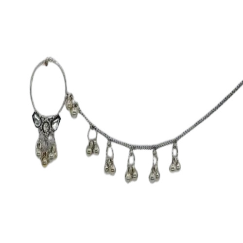 Silver Plated Nose Ring - Good Condition, Free Size | Silver Oxidised Color, Perfect for Festivals, Ideal for Women and Girls