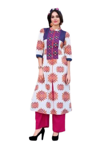 Straight Kurti - Lightweight, Breathable Cotton Fabric | Regular Fit, 3-4th Sleeve, Printed Design, Multicolor Casual Wear for Ladies, Perfect for Summer