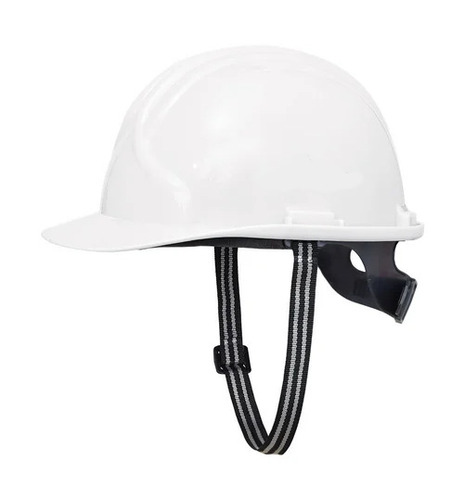 Open Face Safety Helmet - Impact-Resistant Plastic, Medium Size, White Color - Lightweight Design with Adjustable Strap, Ventilation Slots, Sweatband for Comfort