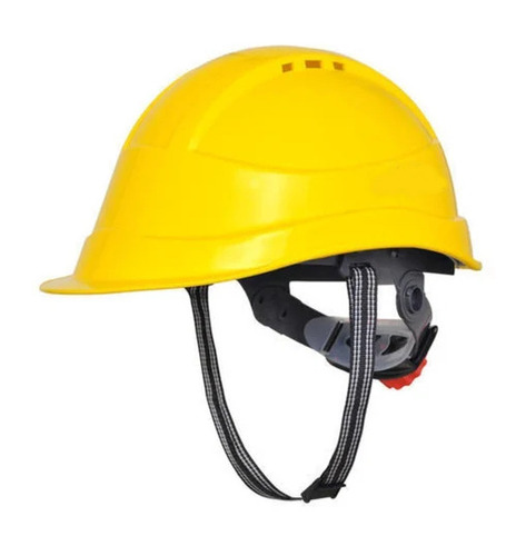 Yellow HDPE Safety Helmet - Medium Size, 155 Degree C Temp Resistance | Open Face Design, Workplace Safety Features