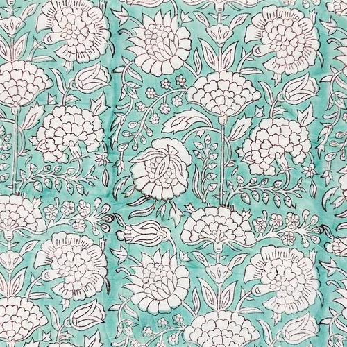 100% Cotton Cambric - 44 Inch Width, Multicolor Hand Block Printed Fabric | Washable, Ideal for Apparel in Autumn and Summers