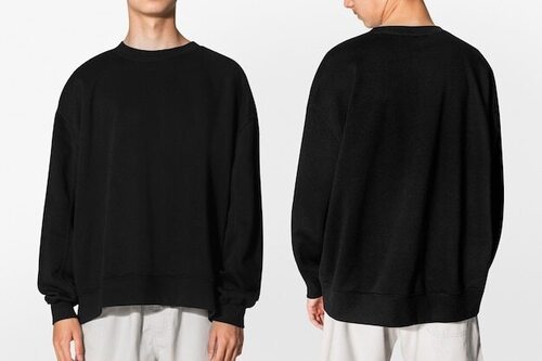 Cotton Sweatshirt - Cotton, Sizes S to L, Black | Anti UV, Breathable, No Fade, Quick Dry
