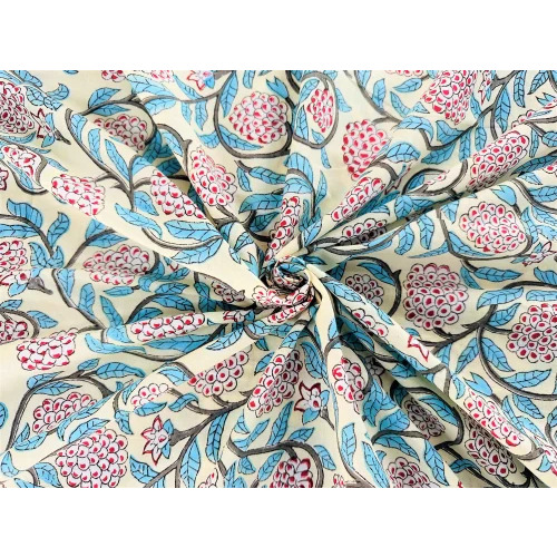 Floral Print Hand Block Cotton Fabric