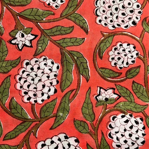 Hand Block Cotton Floral Printed Fabric