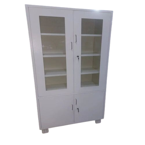 Library Glass Door Cupboard - Premium Quality Wood, Custom Size, Gray Color - Eco-Friendly Design, Double Glass Doors, Modern Indoor Furniture