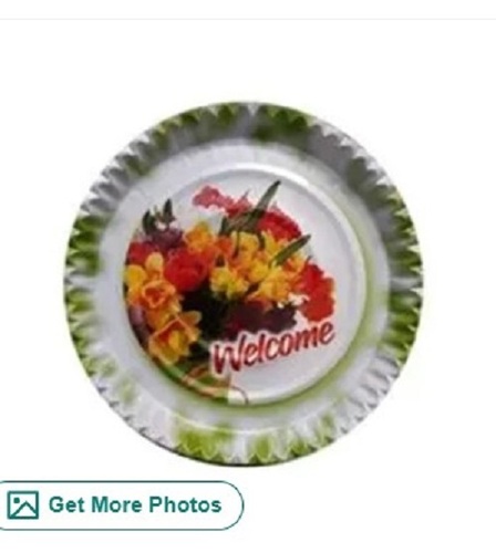 Printed Paper Plate - 12 Inch Round, White Color, Disposable With Accurate Dimensions