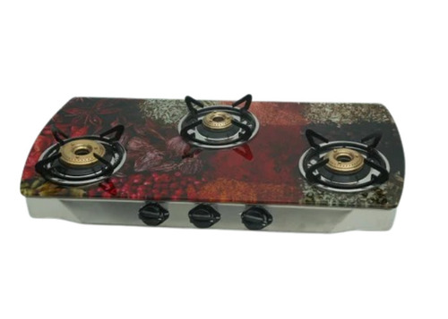 3 Burner Colored Glass Top Gas Stove