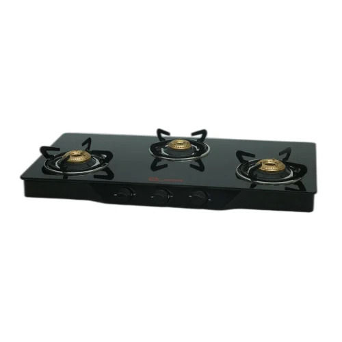 3 Burners Black Glass Top Gas Stove