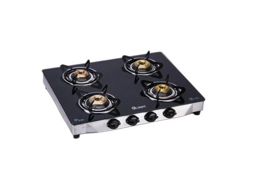 4 Burner Black Glass Top Gas Stove