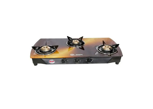 Easy To Clean 3 Burner Glass Top Gas Stove