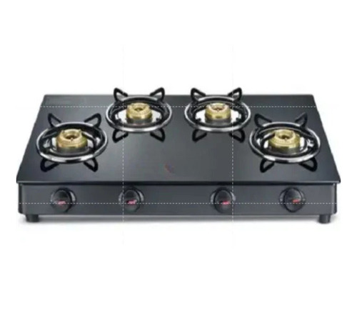 Prestige Magic GTMC - 4 Burner Glass Top Gas Stove | Portable LPG Gas, Manual Ignition, 64x39x14.8 cm Dimensions, 2-Year Warranty