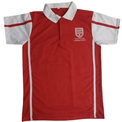 Kids Cotton School Uniform T-Shirt - Regular Fit, Polo Collar Style | Breathable, Anti Wrinkle, Custom Logo, Printed Design