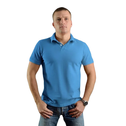 Men's Casual Polo T-Shirt - Cotton, Large Size, Blue Color | Regular Fit, Short Sleeves, Attractive Pattern