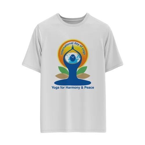Men Polyester T-Shirt - Regular Fit, Attractive Printed Pattern, O-Neck, Short Sleeves, Available in White, Sizes S, M, L, XL