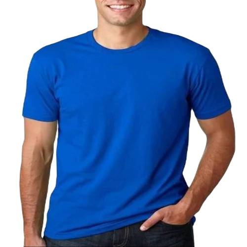 Men's Cotton T-Shirt - Regular Fit, Attractive Pattern, Short Sleeves, O-Neck, Blue Color, Available in S, M, L, XL Sizes