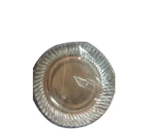 Round Silver Foil Paper Plates - Glossy Finish, Lightweight Design | Disposable, Various Sizes, Tested for Quality Standards