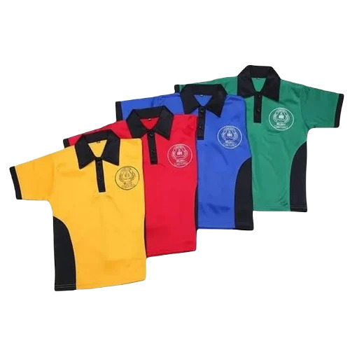 Kids Cotton School Uniform T-Shirt - Regular Fit, Attractive Polo Collar Style, Unisex, Customized Logo, Breathable and Anti-Wrinkle Feature, Perfect for 9-11 Years