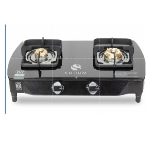 Sohum Double Burner Gas Stove - Brass Material, 65 X 44 X 15.5 Cm Dimensions, Manual Ignition | Portable, Single Ring, Lpg Gas Type