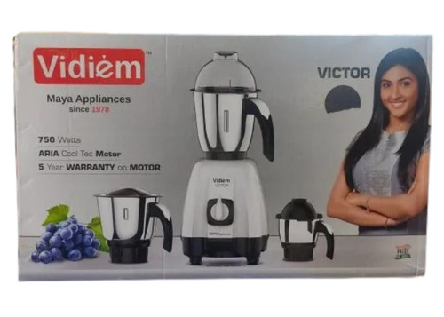 Vidiem Mixer Grinder - 501W-750W ABS Body Silver & Black | 3 Jars 3 Speed Modes Wet & Dry Grinding