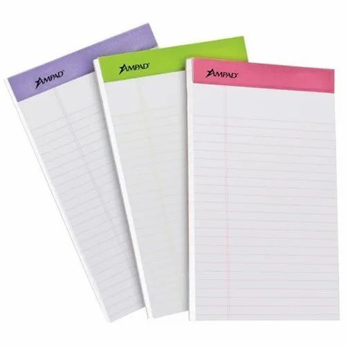 Writing Pad - Gsm 120-150, 0-50 To 200 Pages Brightness 90%, Rectangle Shape, Simple Design, White Material, Dimensions 16x26 To 17x27 Inches