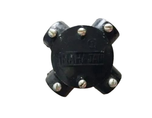 Black C. I Junction Box - Mild Steel, 25mm Diameter, Round Shape, IP55 Rated, Powder Coated Finish, Black Color, 4 Terminals