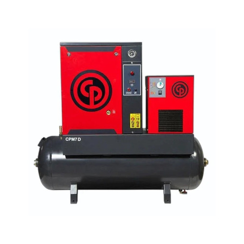 Screw Air Compressor - 40 HP, 121-500 CFM Flow Rate | Silent, Lubricated, Electric Power Source, Ideal for Industrial Use, Red and Black Design