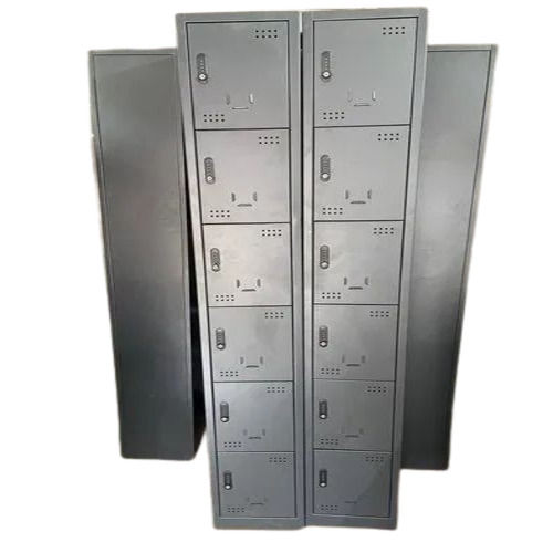 Bank Locker - Premium Mild Steel Six Lockers, Optimum Powder Coated Finish, Customized Size, Silver Color