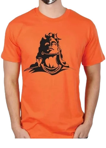 Bhagwa T Shirt - Light Weight Cotton, O-Neck, Orange, Short Sleeves | Very Good Quality, Washable, 100% Pure