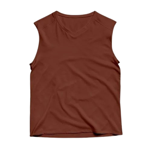 Brown Cotton T Shirts - 100% Cotton, 200 Gsm, Regular Fit | Light Weight, Breathable, Sleeveless, V-neck, Printed, Sizes S-xl, Adult Male