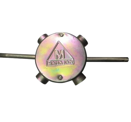 Gi Ceiling Fan Box - Galvanized Iron, 4 Inch Diameter, Silver Color, 4 Way Configuration, 1.8mm Sheet Thickness, 13mm Rod Thickness | Ceiling Mounted for Fixtures, Side Cable Entry