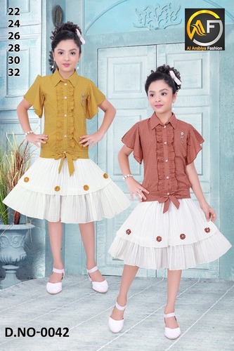 Kids Girls Skirt Tops - Cotton Blend, Mini Length, Various Colors | Casual Style, Plain Pattern, Summer Season Wear