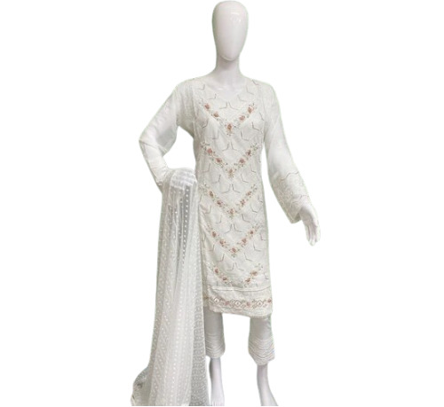 Ladies Kurti - Breathable Cotton Fabric Lightweight White Design | Elegant Short Sleeve Versatile Casual Wear No Fade