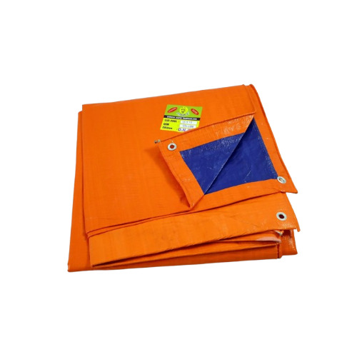 Laminated Virgin HDPE Tarpaulin - 18x24 Square Feet, Orange Color, 150 GSM Waterproof Material, Woven Technique, Standard Design Type