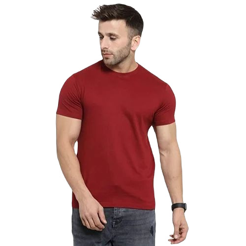 Maroon T Shirt - Cotton, Size: S, M, L, XL, Color: Maroon | Light Weight, Breathable, Short Sleeves, O-Neck, Plain Pattern, Very Good Quality, Washable
